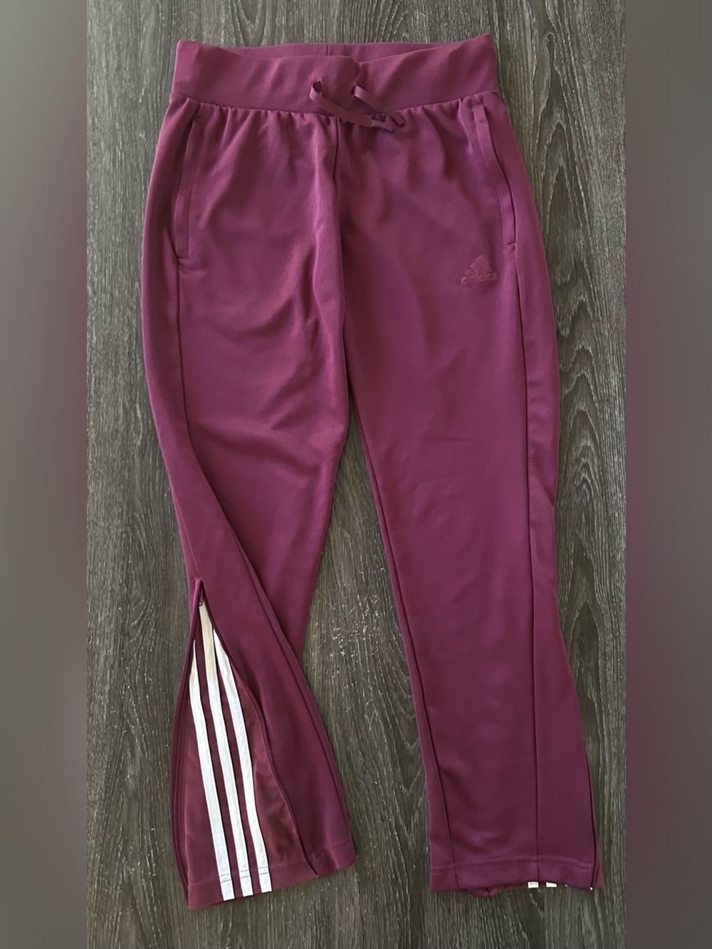 Adidas Womens Small Tiro Flare Zip Ankle Track Pants HC2221 Crimson Tapered